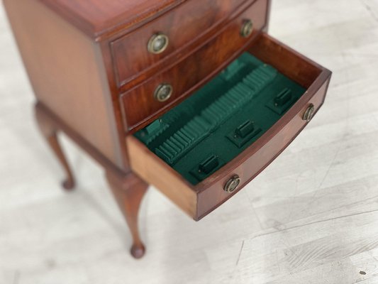 Antique Bedside Table in Mahogany & Brass-LIL-1800880