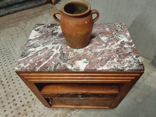 Antique Bedside Table in Walnut with Marble, 1920s-IFQ-1811841