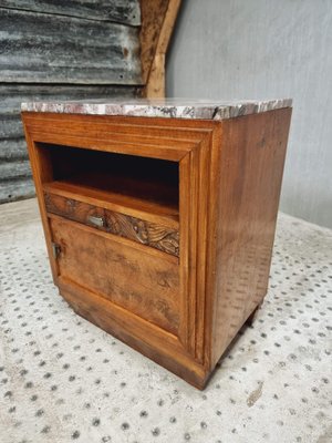 Antique Bedside Table in Walnut with Marble, 1920s-IFQ-1811841