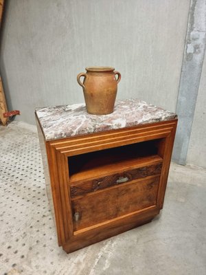 Antique Bedside Table in Walnut with Marble, 1920s-IFQ-1811841