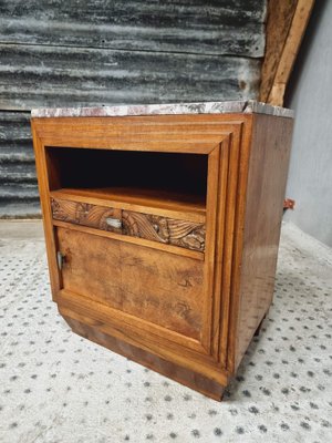 Antique Bedside Table in Walnut with Marble, 1920s-IFQ-1811841