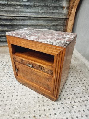 Antique Bedside Table in Walnut with Marble, 1920s-IFQ-1811841