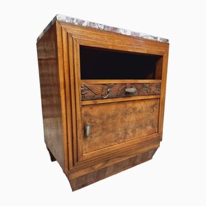 Antique Bedside Table in Walnut with Marble, 1920s-IFQ-1811841