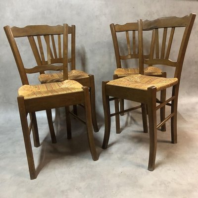 Antique Beech Side Chairs, 1900s, Set of 4-SDV-715197