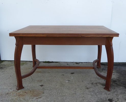 Antique Belgian Art Deco Oak Dining Table by Gustave Serrurier-Bovy-AWL-856342