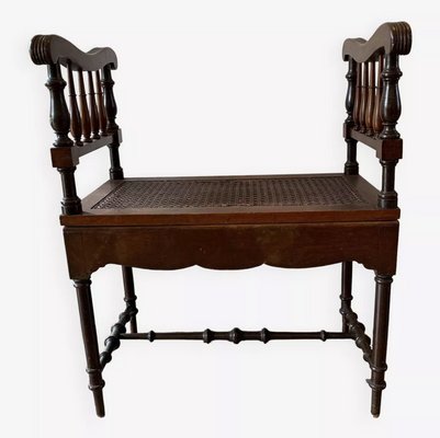 Antique Bench in Wood & Cane, 1890s-VBM-1740911