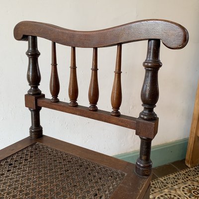 Antique Bench in Wood & Cane, 1890s-VBM-1740911