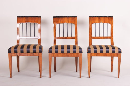 Antique Biedermeier Chairs in Walnut, 1820s, Set of 3