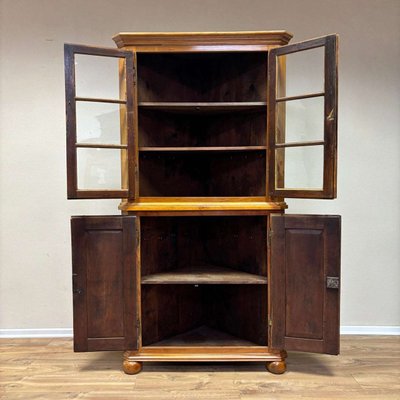 Antique Biedermeier Corner Cupboard in Cherry, 1830-ALF-2033617