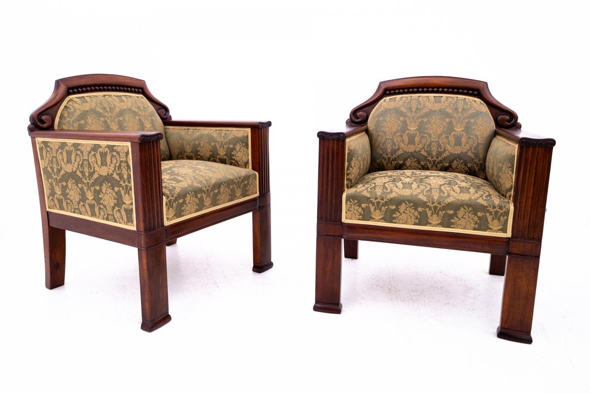 Antique Biedermeier Living Room Set, 1870, Set of 3