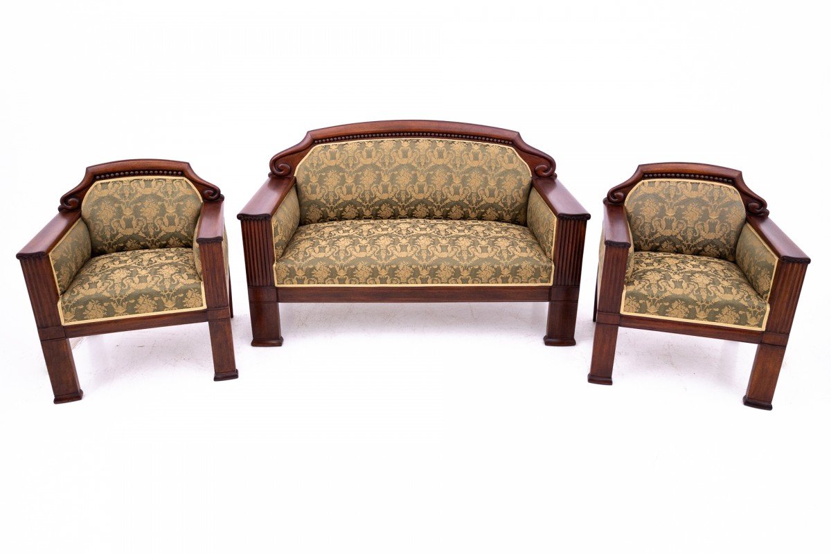 Antique Biedermeier Living Room Set, 1870, Set of 3