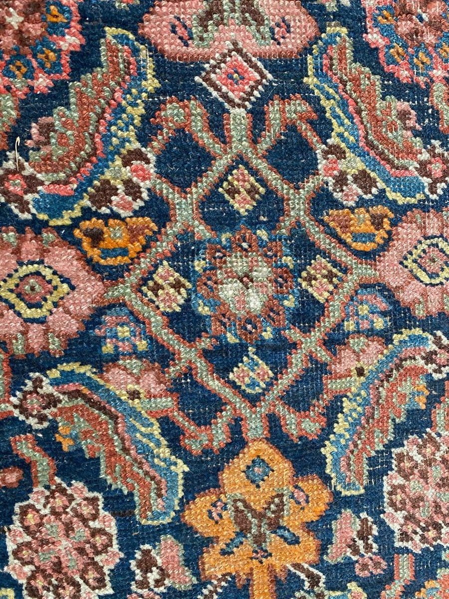 Antique Bijar Hand-Knotted Wool Runner