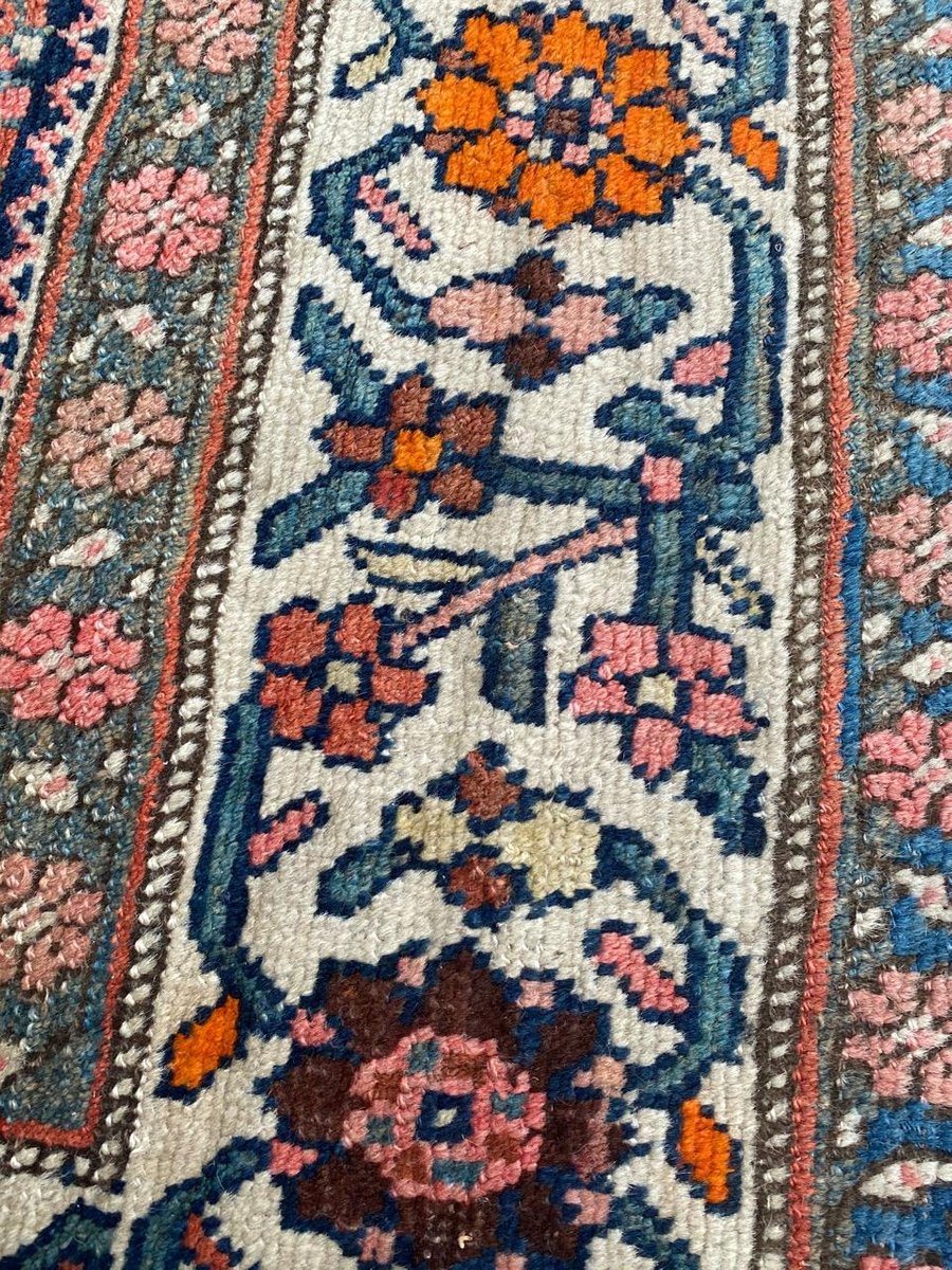 Antique Bijar Hand-Knotted Wool Runner