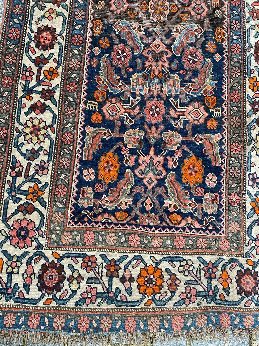 Antique Bijar Hand-Knotted Wool Runner