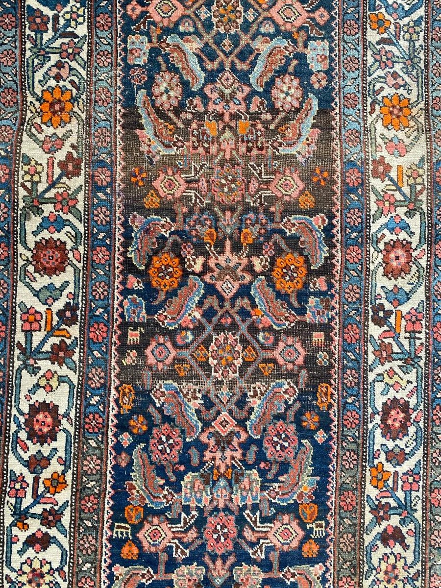 Antique Bijar Hand-Knotted Wool Runner