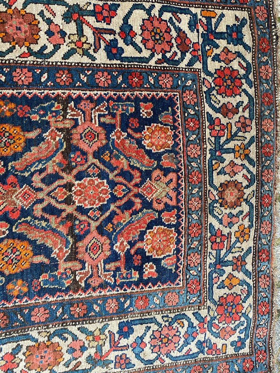 Antique Bijar Hand-Knotted Wool Runner