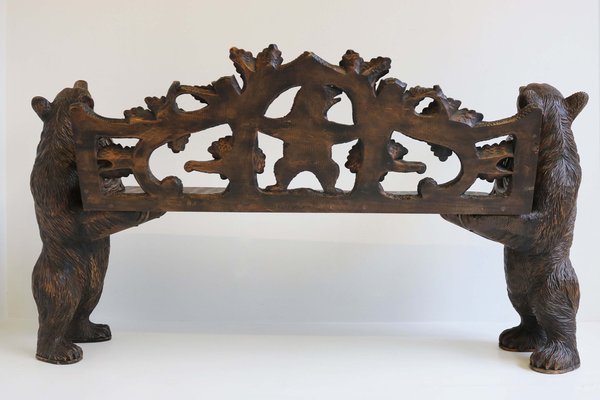 Antique Black Forest Hall Bench, 1890s-WIP-1735230