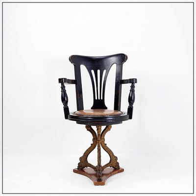 Antique Black Stained Oak Chair-NYF-2019063