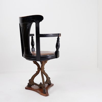 Antique Black Stained Oak Chair-NYF-2019063