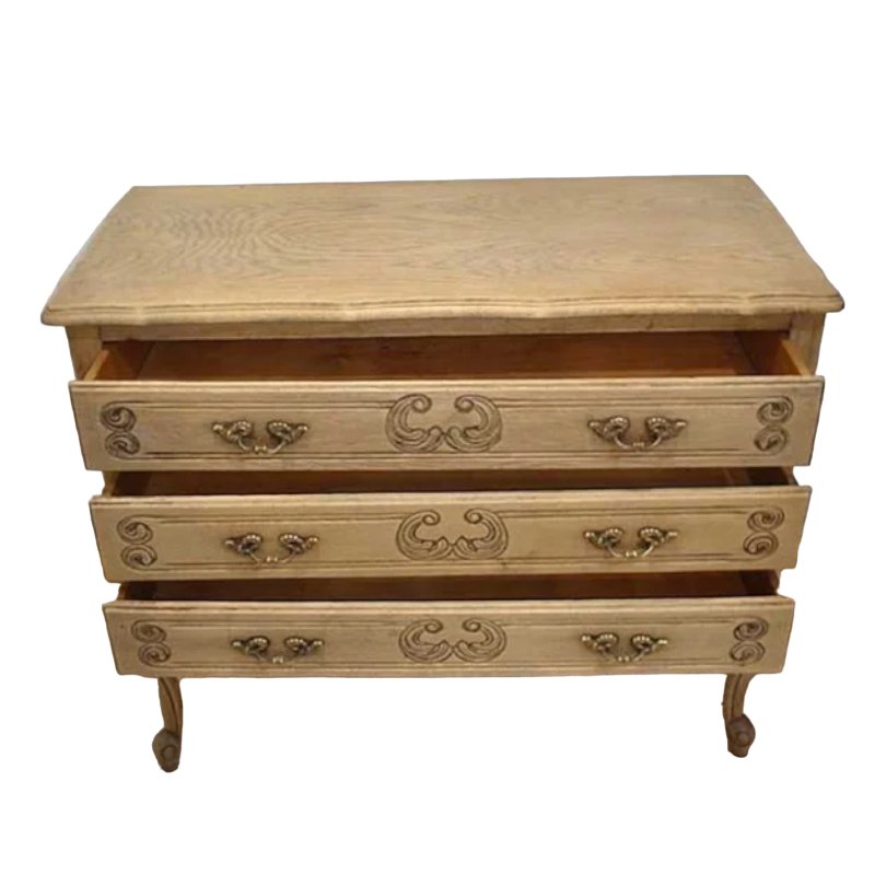 Antique Bleached Oak Wood Chest of Drawers