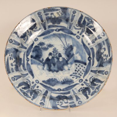 Antique Blue and White Plate in Earthenware, 1690-GOE-1779626