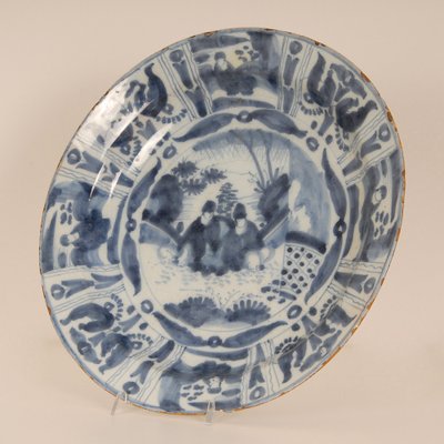 Antique Blue and White Plate in Earthenware, 1690-GOE-1779626