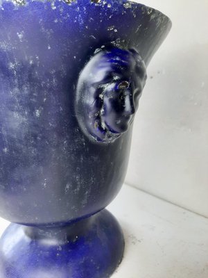 Antique Blue Enamelled Cast Iron Vase-TDA-1376300