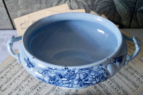 Antique Blue Tureen from Creil & Montereau Sou, 1880s-DVX-1287007