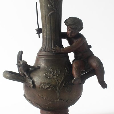 Antique Boy With a Squirrel Figural Vase by Ernest Ferrand-IXK-1216157