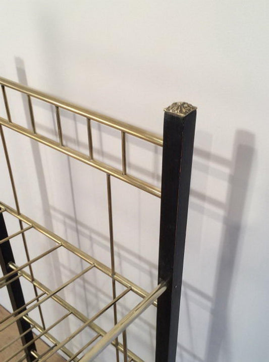 Antique Brass and Ebonized Wood Rack