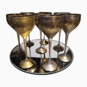 Antique Brass Goblets, 1890s, Set of 8-CAQ-1785778