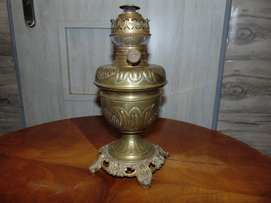 Antique Brass Oil Lamp from Lempereur & Bernard-CAQ-574864