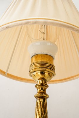 Antique Brass Table Lamp with Fabric Shade, 1890s-SPD-2035848