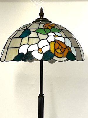 Antique Brass Tiffany Shade Floor Lamp-NGU-2014840