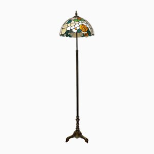 Antique Brass Tiffany Shade Floor Lamp-NGU-2014840