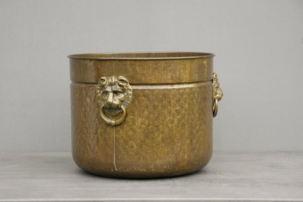 Antique Brass with Lion Heads Flowerpot-DUM-1155177