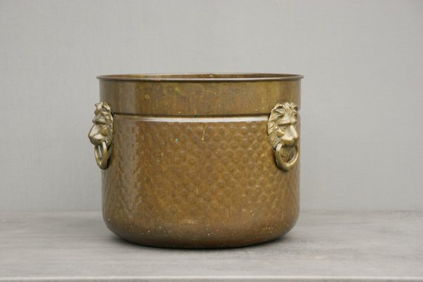 Antique Brass with Lion Heads Flowerpot-DUM-1155177