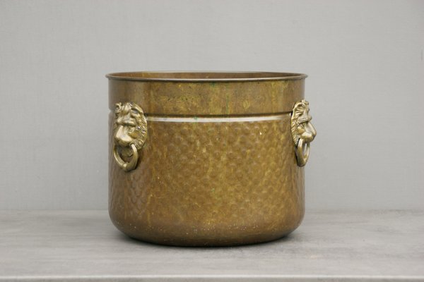 Antique Brass with Lion Heads Flowerpot-DUM-1155177