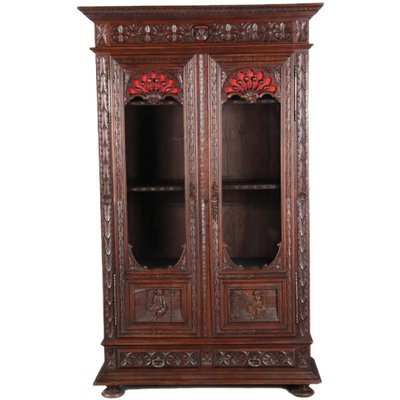 Antique Breton Wilhelminian Historism Oak Vitrine, 19th Century-DXD-1148208