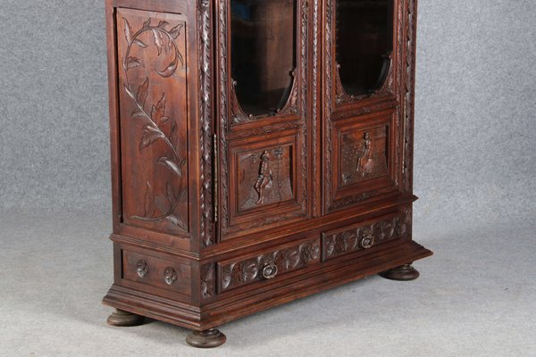 Antique Breton Wilhelminian Historism Oak Vitrine, 19th Century-DXD-1148208