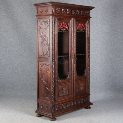 Antique Breton Wilhelminian Historism Oak Vitrine, 19th Century-DXD-1148208