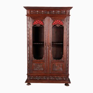 Antique Breton Wilhelminian Historism Oak Vitrine, 19th Century-DXD-1148208