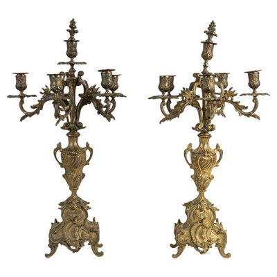 Antique Bronze Candelabra, Set of 2-WFS-2023163