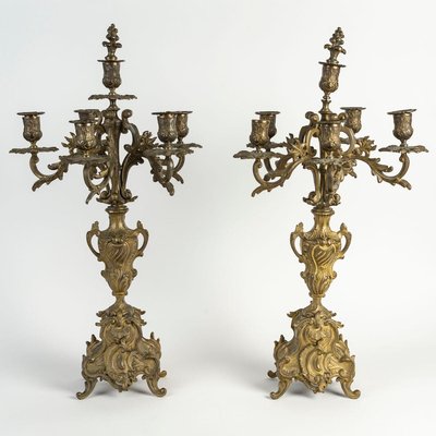 Antique Bronze Candelabra, Set of 2-WFS-2023163