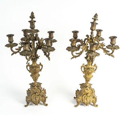 Antique Bronze Candelabra, Set of 2-WFS-2023163