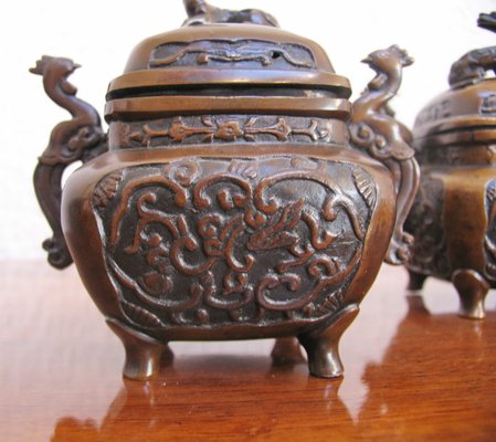 Antique Bronze Incense Burners, Set of 2-YGE-580501