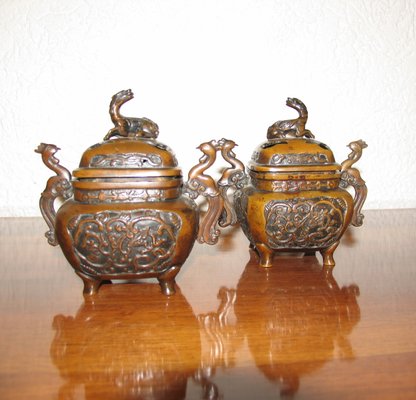 Antique Bronze Incense Burners, Set of 2-YGE-580501