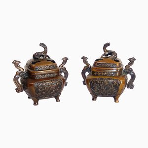 Antique Bronze Incense Burners, Set of 2-YGE-580501