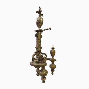 Antique Bronze Silver Andirons, Set of 2-WSV-605461