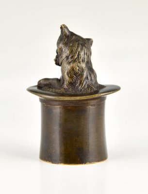 Antique Bronze Table Bell Depicting Cat in a Top Hat, 1880-KTN-1819225